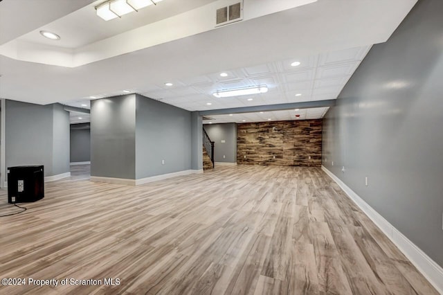 unfurnished living room with light hardwood / wood-style floors