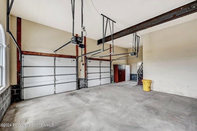 garage with a garage door opener