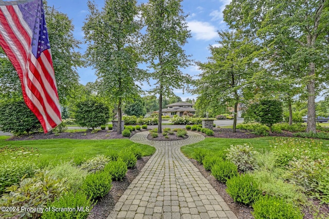 view of property's community featuring a lawn