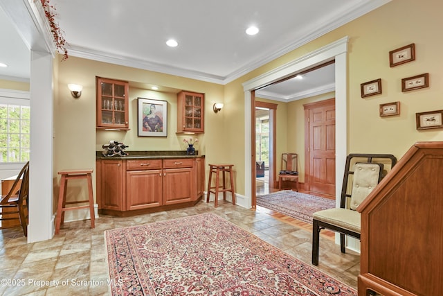 218 Weatherby St, Dalton, PA 18414 - hallway with crown molding, baseboards, and recessed lighting