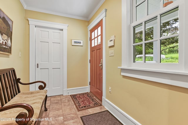 218 Weatherby St, Dalton, PA 18414 - entrance foyer with baseboards and crown molding