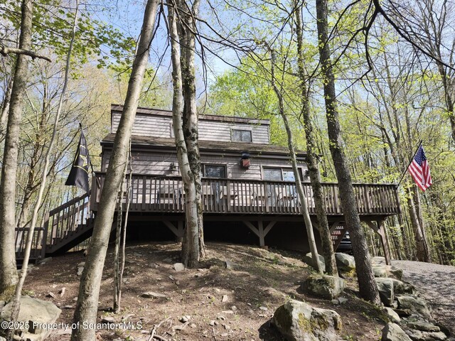 2258 Northgate Ct S Unit 16, Lake Ariel, PA 18436 - rear view of house featuring a wooden deck and stairs