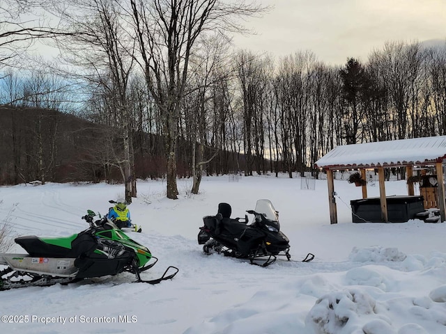 144 Crosstown Hwy, Union Dale, PA 18470 - yard covered in snow featuring a hot tub