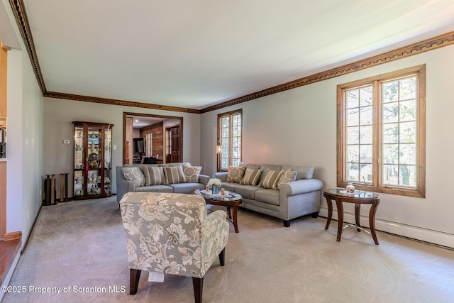 144 Crosstown Hwy, Union Dale, PA 18470 - living room with ornamental molding and light carpet