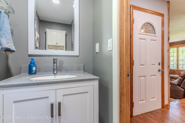 144 Crosstown Hwy, Union Dale, PA 18470 - bathroom featuring wood finished floors and vanity
