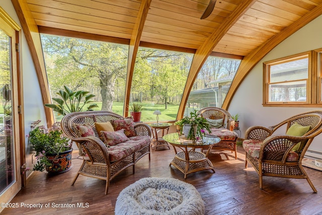 144 Crosstown Hwy, Union Dale, PA 18470 - sunroom / solarium featuring lofted ceiling, hardwood / wood-style flooring, and wooden ceiling