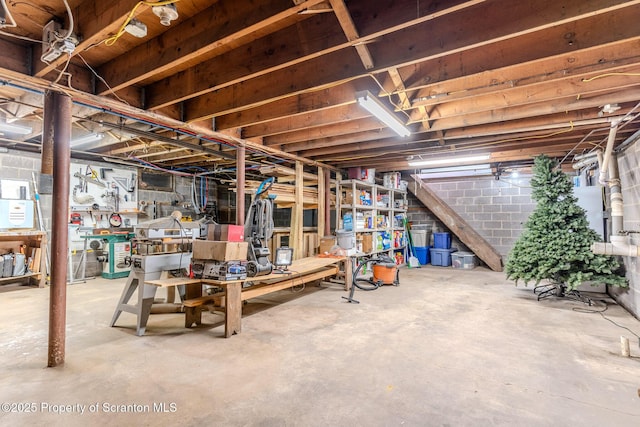 144 Crosstown Hwy, Union Dale, PA 18470 - unfinished basement with a workshop area