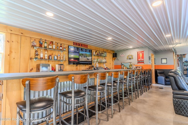 144 Crosstown Hwy, Union Dale, PA 18470 - indoor wet bar featuring finished concrete flooring and recessed lighting