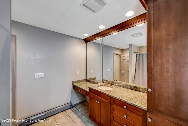 1120 Woodlawn St Unit L10, Scranton, PA 18509 - full bath featuring tile patterned floors, vanity, recessed lighting, and a baseboard radiator