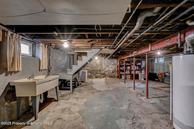 1120 Woodlawn St Unit L10, Scranton, PA 18509 - basement with gas water heater and stairs