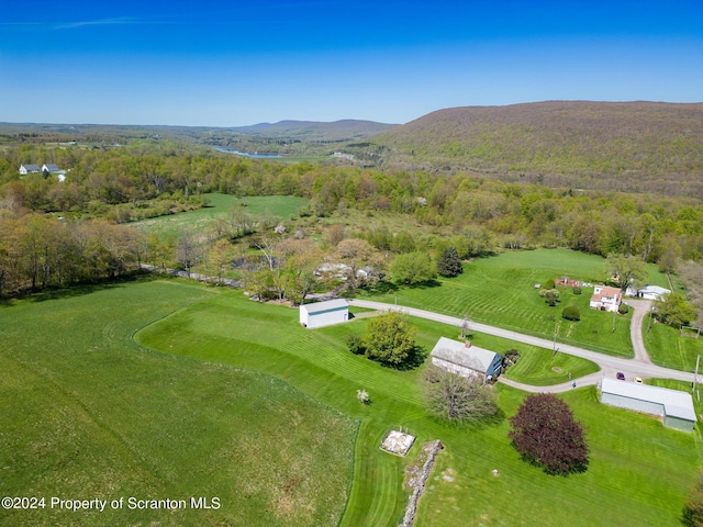 birds eye view of property with a mountain view