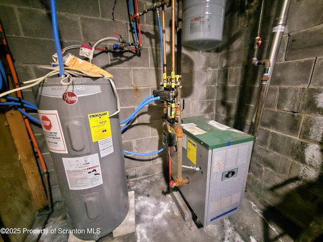 utilities with water heater and a heating unit