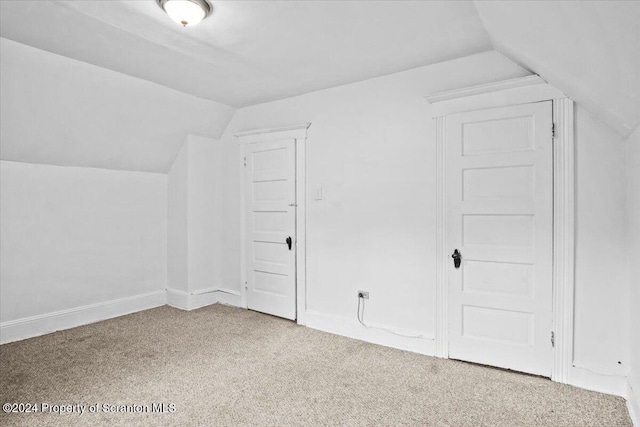 additional living space featuring carpet floors and lofted ceiling