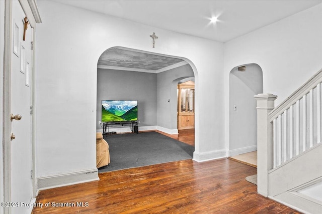 entrance foyer featuring wood-type flooring