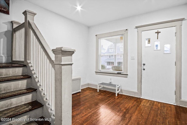 foyer with dark wood-type flooring