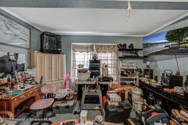 219 N Sumner Ave, Scranton, PA 18504 - office area featuring crown molding and a workshop area