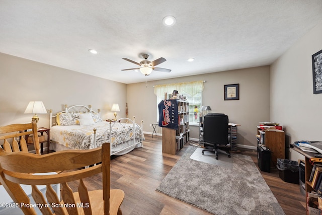 442 Shadow Wood Cir, Archbald, PA 18403 - bedroom with a desk, recessed lighting, wood finished floors, ceiling fan, and baseboards