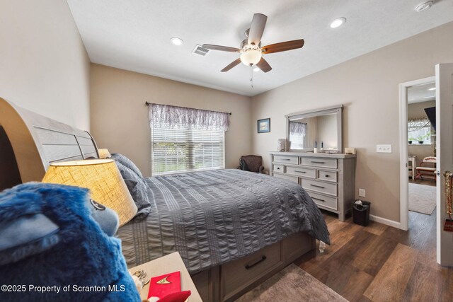 442 Shadow Wood Cir, Archbald, PA 18403 - bedroom with wood finished floors, recessed lighting, baseboards, and ceiling fan