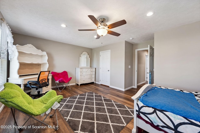 442 Shadow Wood Cir, Archbald, PA 18403 - bedroom featuring baseboards, wood finished floors, recessed lighting, and ceiling fan