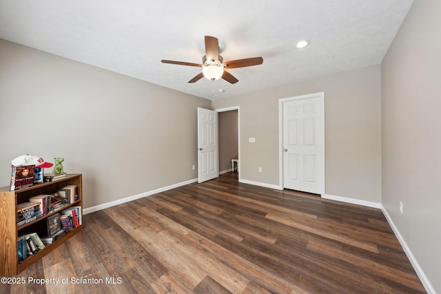 442 Shadow Wood Cir, Archbald, PA 18403 - bedroom with wood finished floors, baseboards, recessed lighting, and a ceiling fan