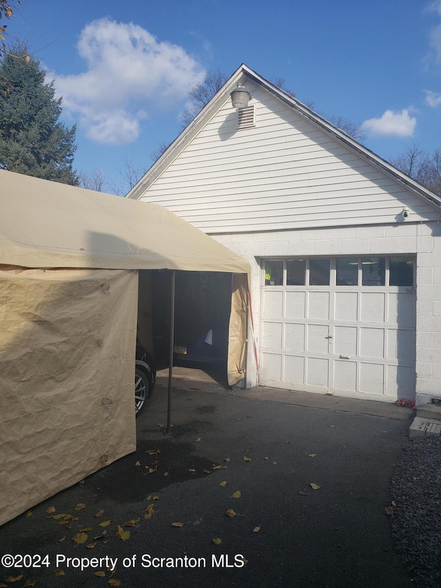 view of garage