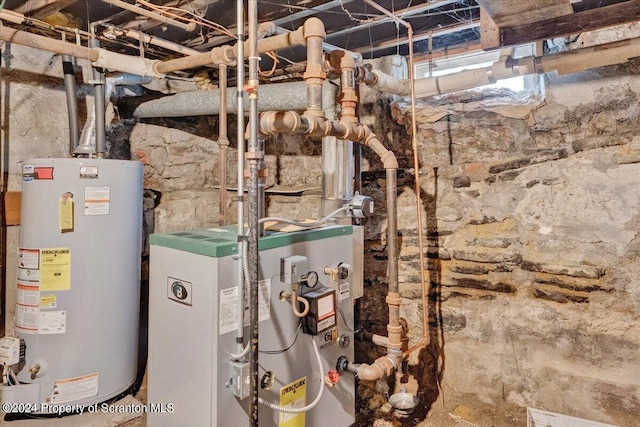 utility room featuring water heater