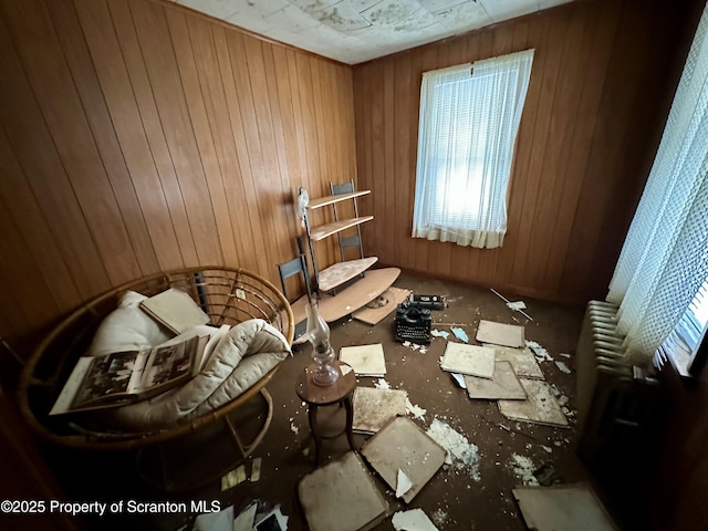 interior space with wood walls