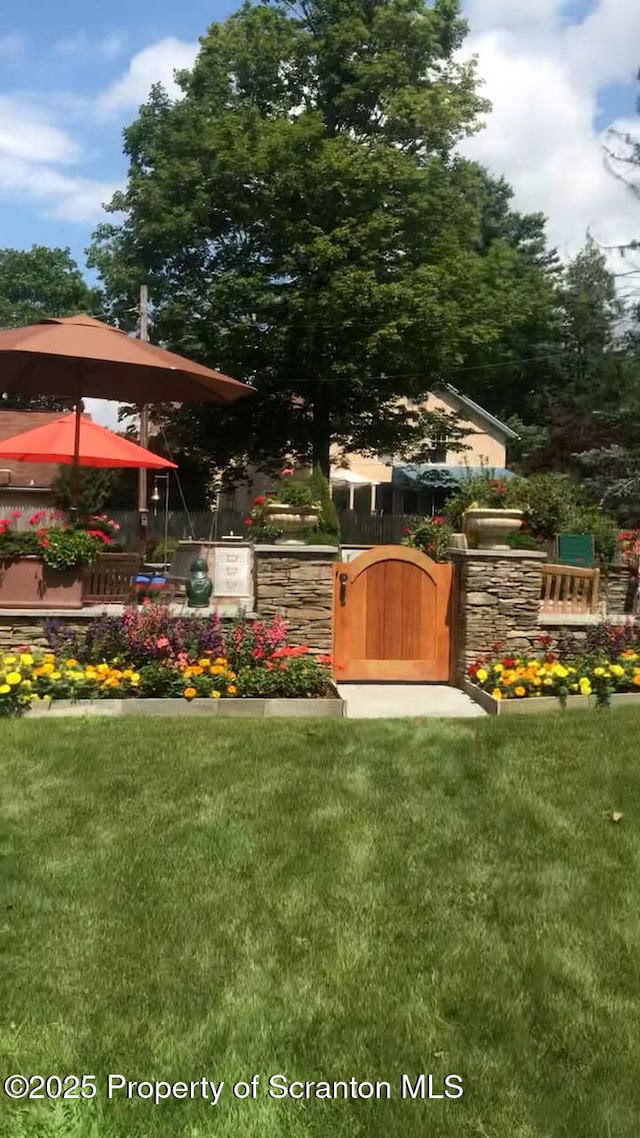 view of yard with a gazebo