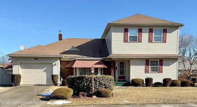 front facade with a garage