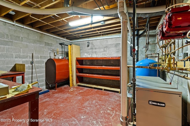 unfinished basement with heating fuel