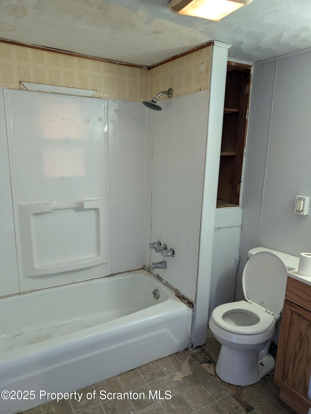 819 Luzerne St, Scranton, PA 18504 - bathroom with  shower combination, vanity, and a textured ceiling