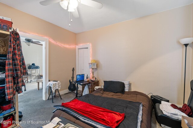 347 Orchard St, Old Forge, PA 18518 - carpeted bedroom featuring baseboards and a ceiling fan