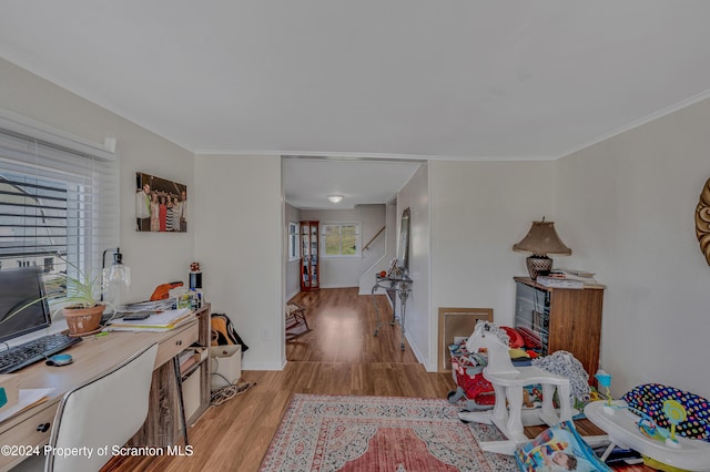 interior space with light hardwood / wood-style floors