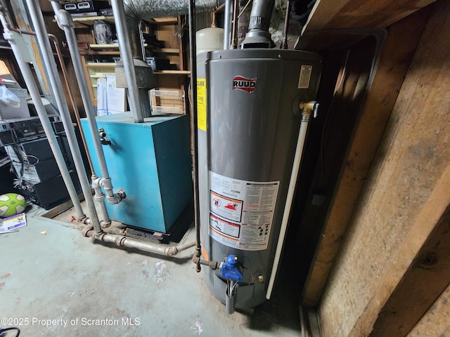 utility room with water heater