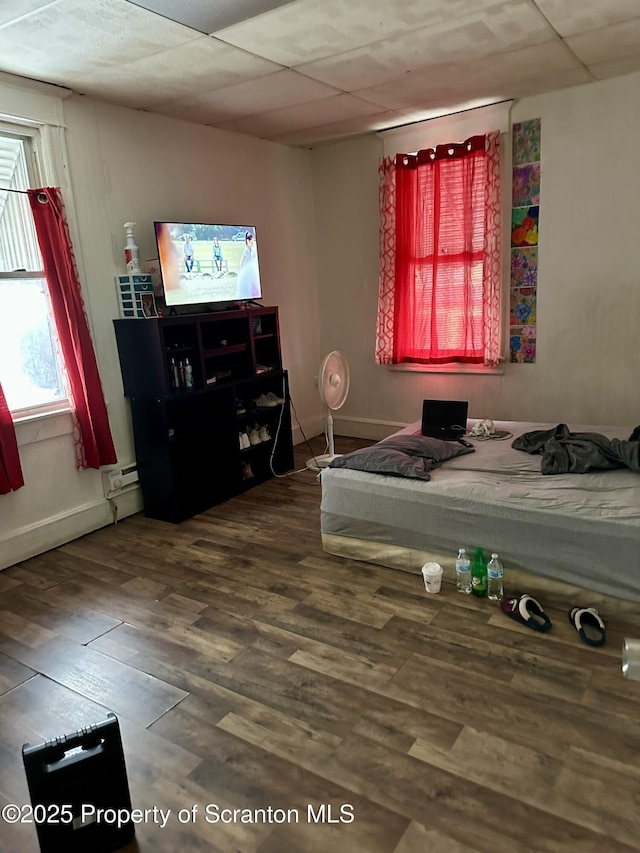 bedroom with wood-type flooring