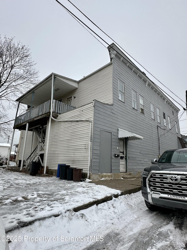 view of snow covered exterior