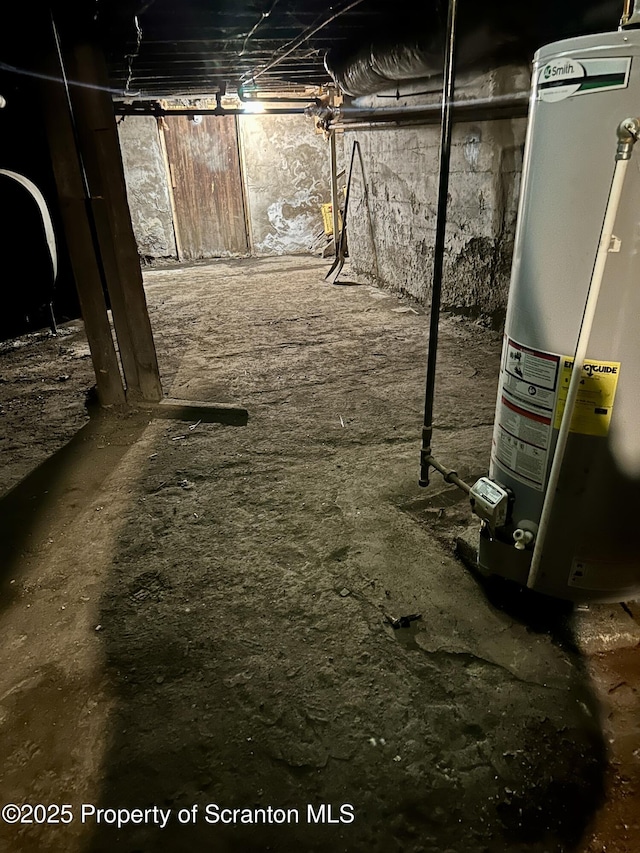 basement featuring water heater