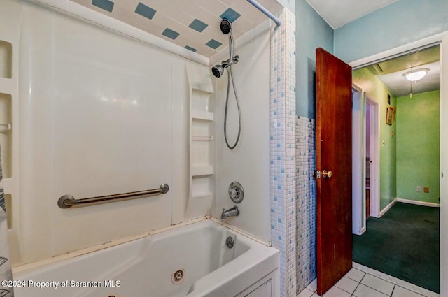 bathroom featuring tile patterned flooring and shower / bath combination with curtain