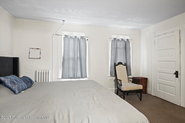 126 Crown Ave, Scranton, PA 18505 - bedroom featuring radiator, carpet floors, and ornamental molding