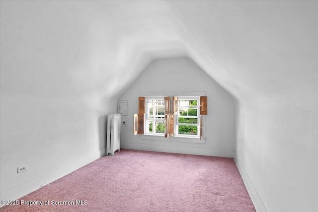 126 Crown Ave, Scranton, PA 18505 - bonus room featuring radiator heating unit, lofted ceiling, and carpet floors