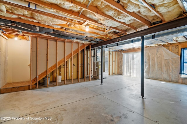 basement featuring heating unit