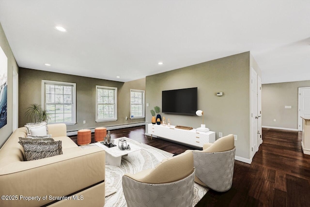 27 Emerson Dr, Moosic, PA 18507 - living room featuring wood-type flooring, baseboards, and recessed lighting