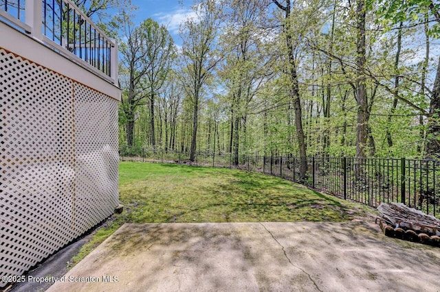 27 Emerson Dr, Moosic, PA 18507 - view of yard featuring a patio area and a view of trees