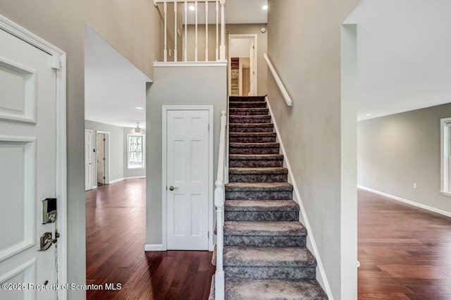 27 Emerson Dr, Moosic, PA 18507 - stairs with wood finished floors and baseboards