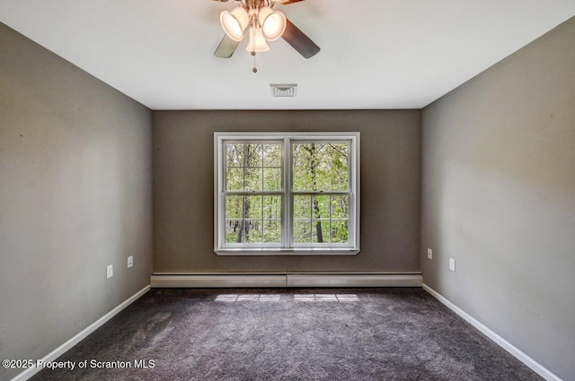 27 Emerson Dr, Moosic, PA 18507 - spare room with carpet floors, ceiling fan, baseboard heating, and baseboards