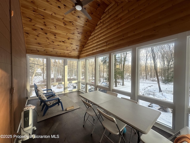 105 Hughes Dr, Greene Twp, PA 18426 - sunroom / solarium featuring lofted ceiling and ceiling fan
