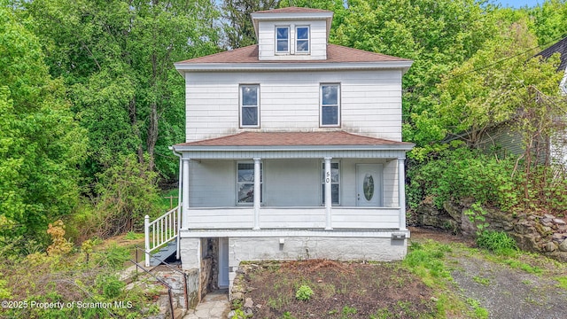 50 Harlem Ave, Carbondale, PA 18407 - american foursquare style home with a porch and a shingled roof