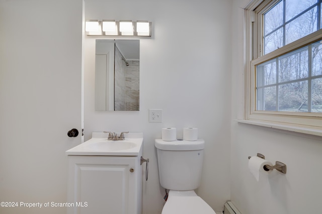 bathroom with vanity, toilet, and a wealth of natural light