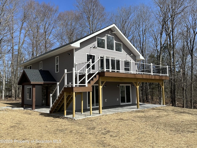 13692 State Route 374, Union Dale, PA 18470 - rear view of property with a patio, a wooden deck, and stairs