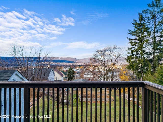 deck featuring a mountain view